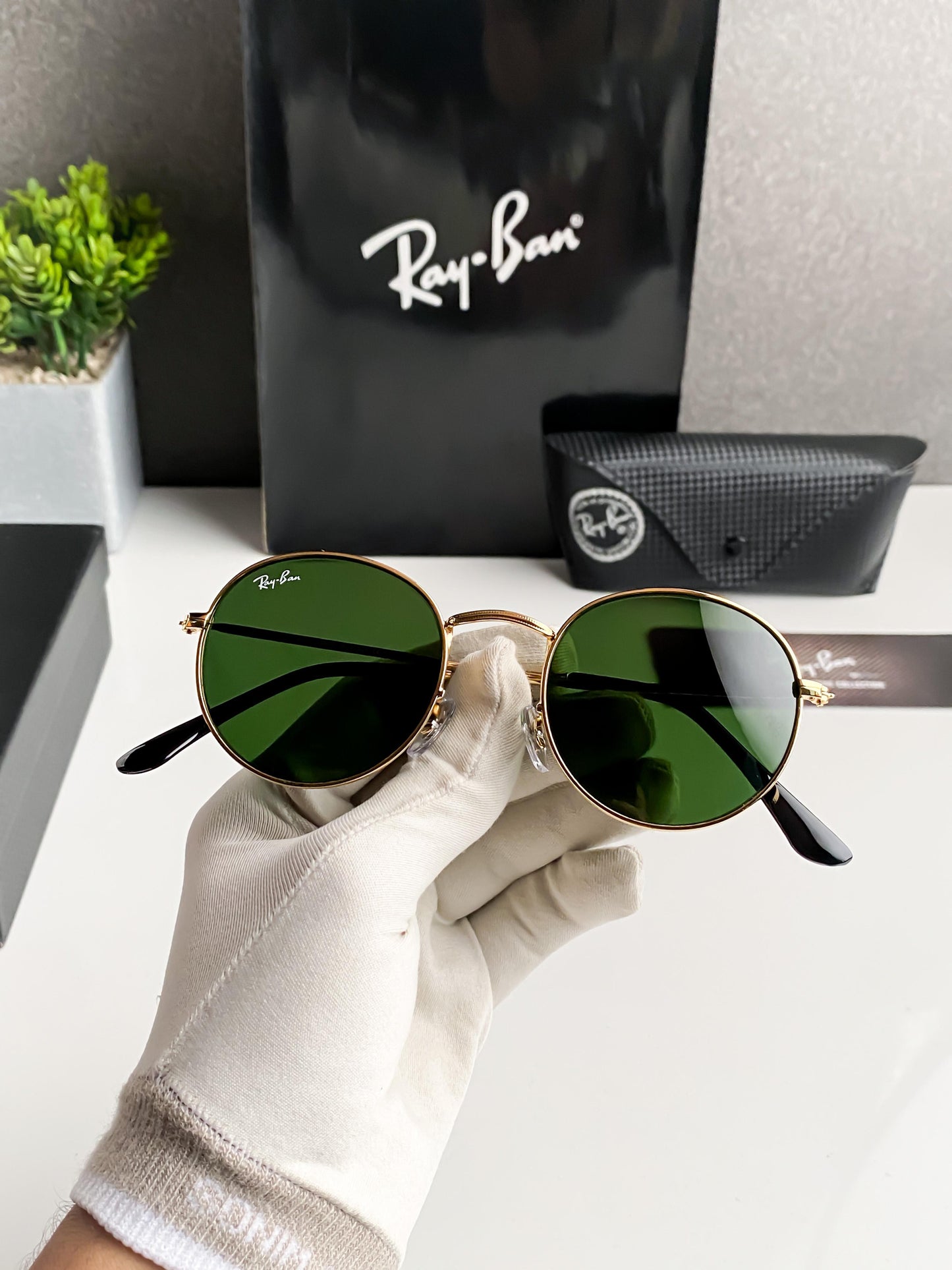 Personalised Ray Ban Green Sunglasses