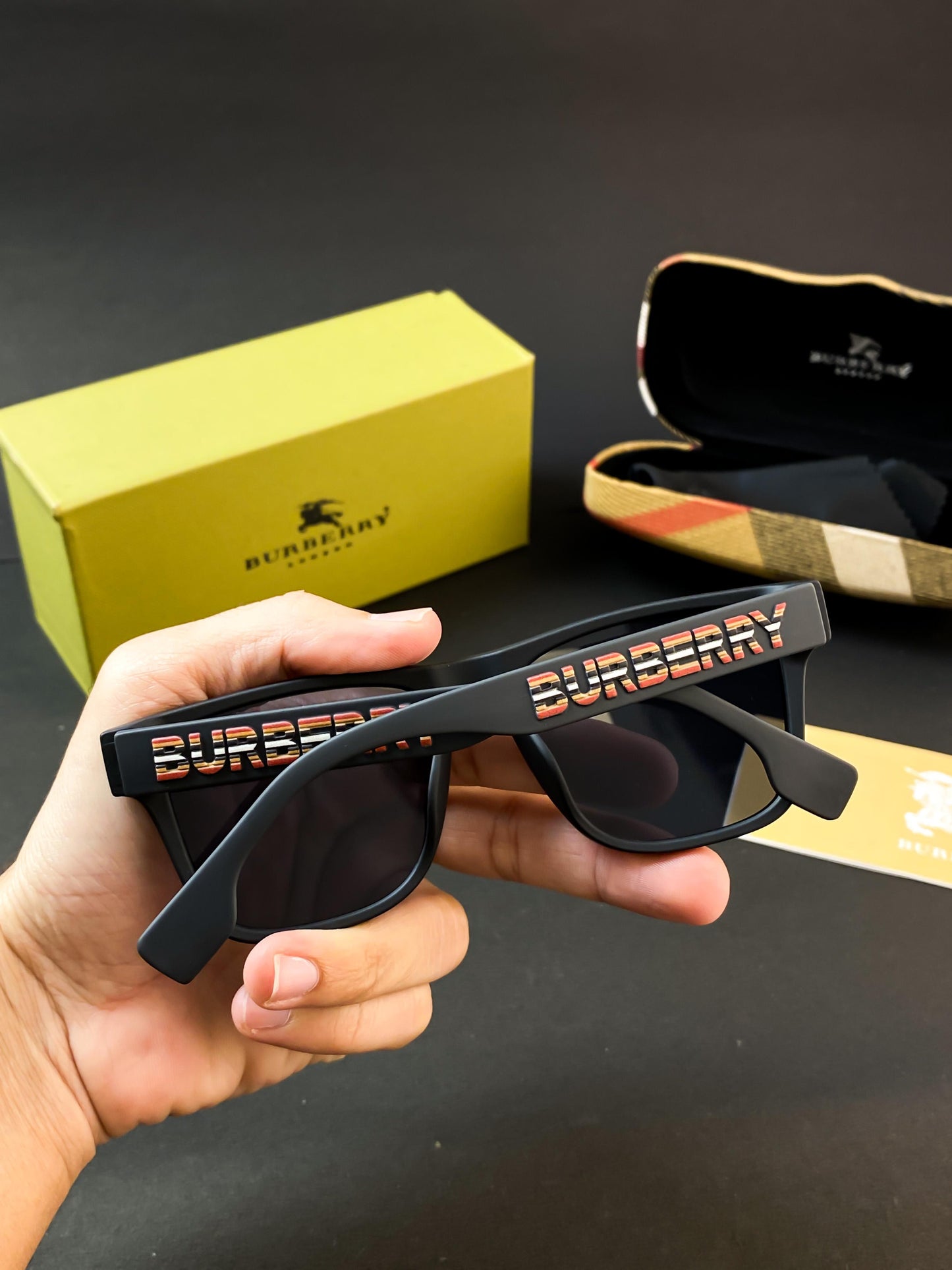 Fancy Bur-berry Black Square Sunglass