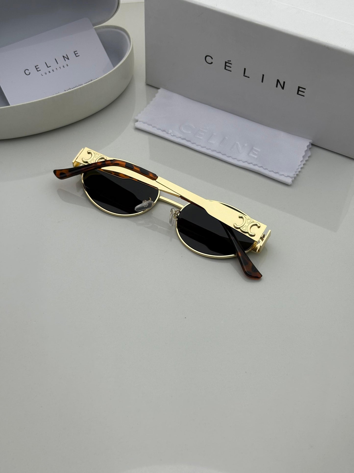 Celine Celebrities Black And Gold Sunglass