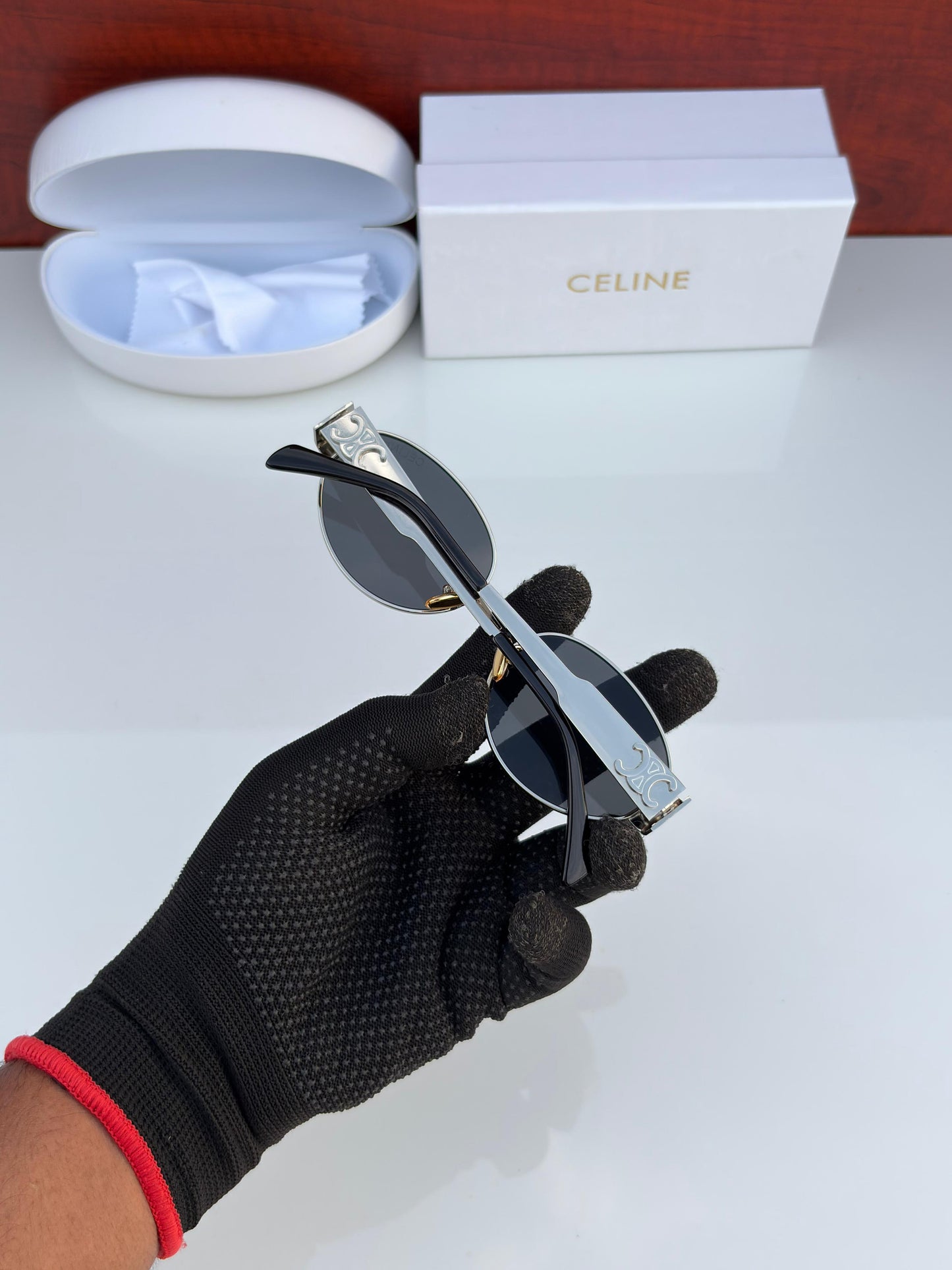 Celine Celebrities Black And SIlver Sunglass