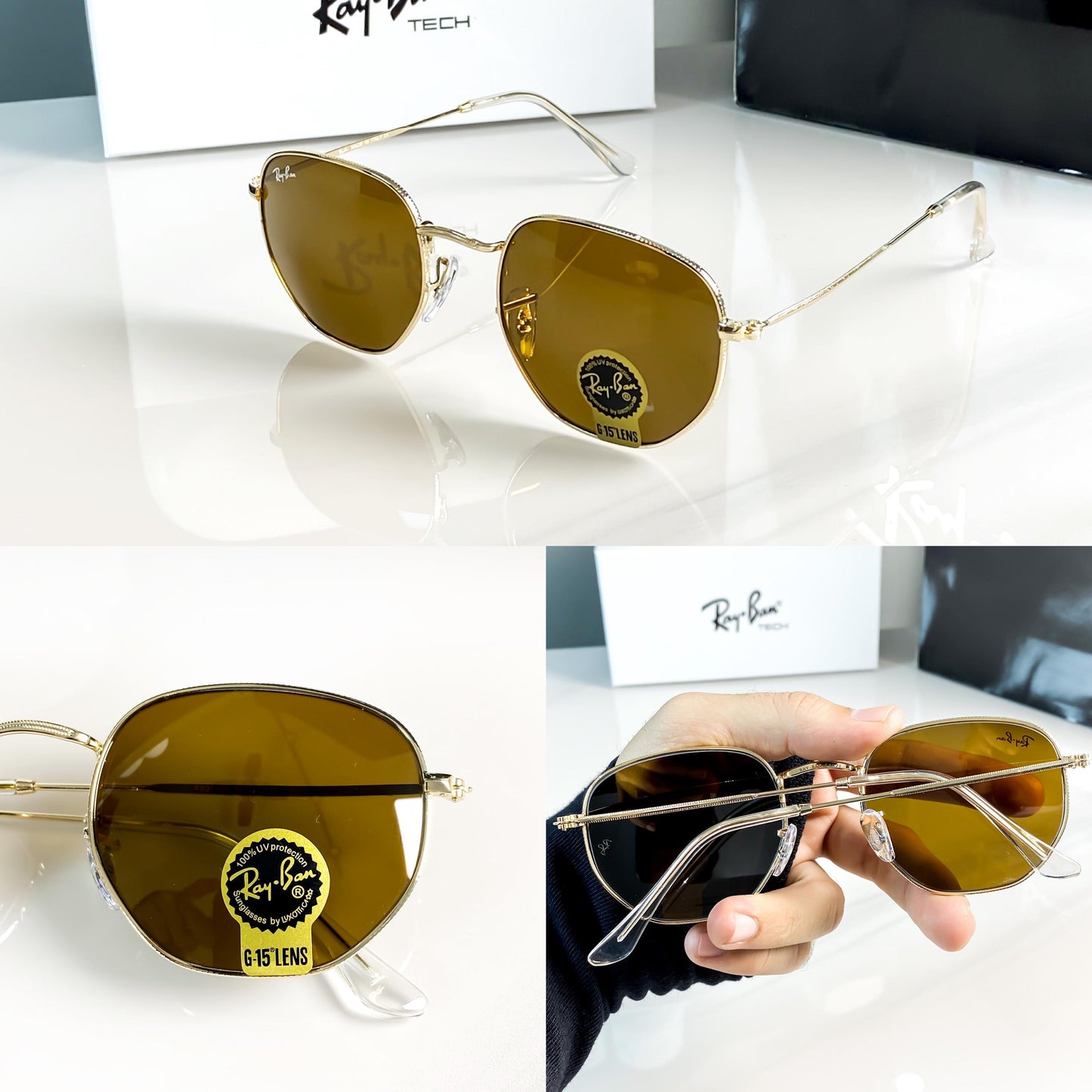 New Ray - Ban Blue Gold Aviator Sunglasses