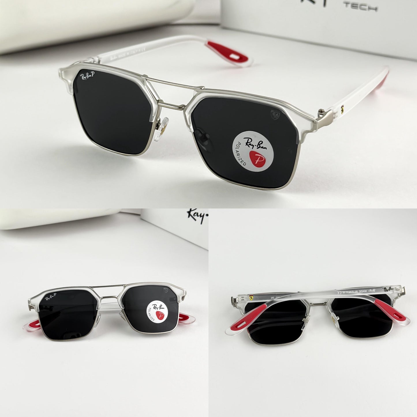 Branded Ray Ban White And Black Frame Sunglasses