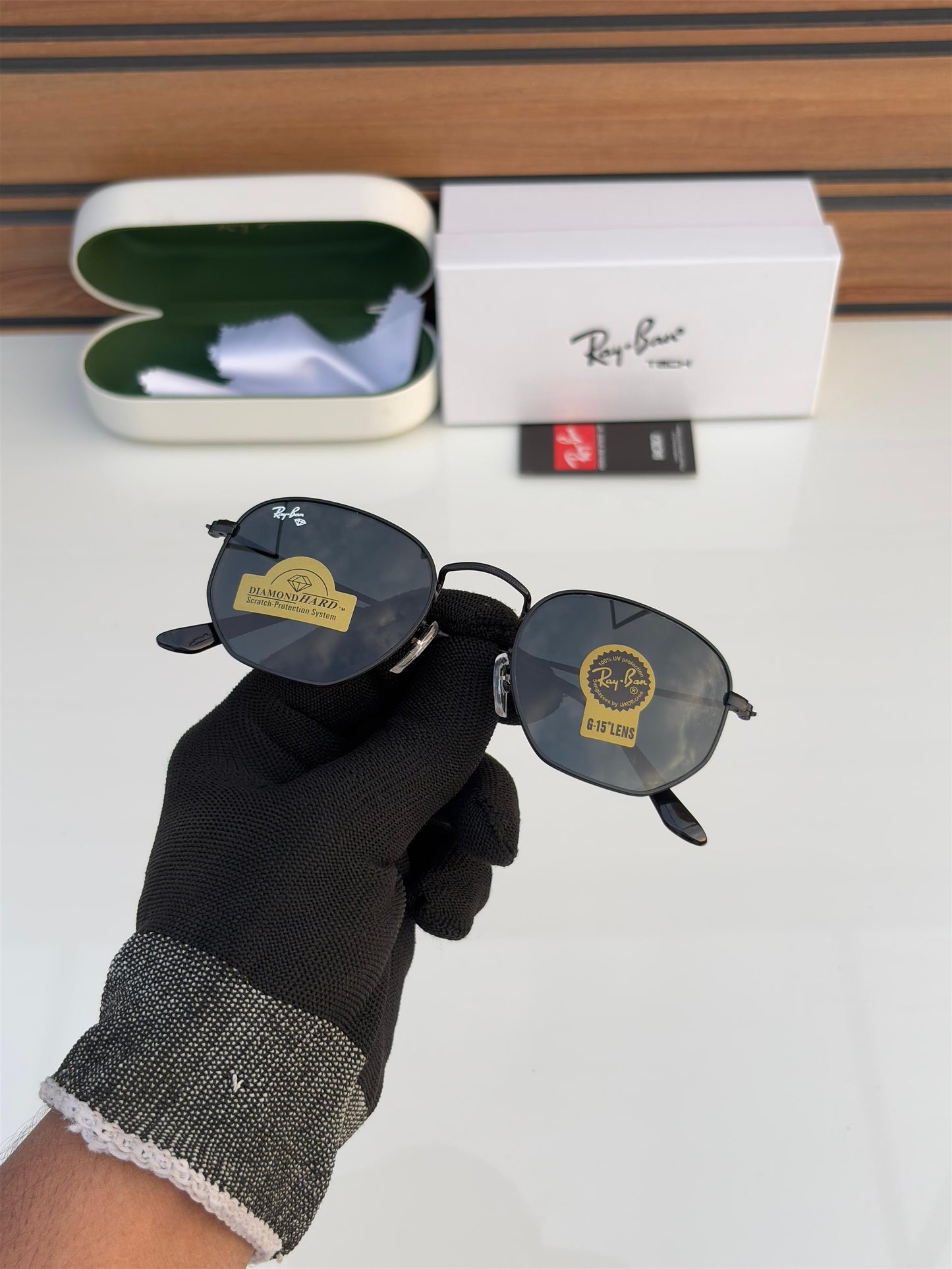 Fancy Ray Ban Round Shape And Black Frame Sunglasses