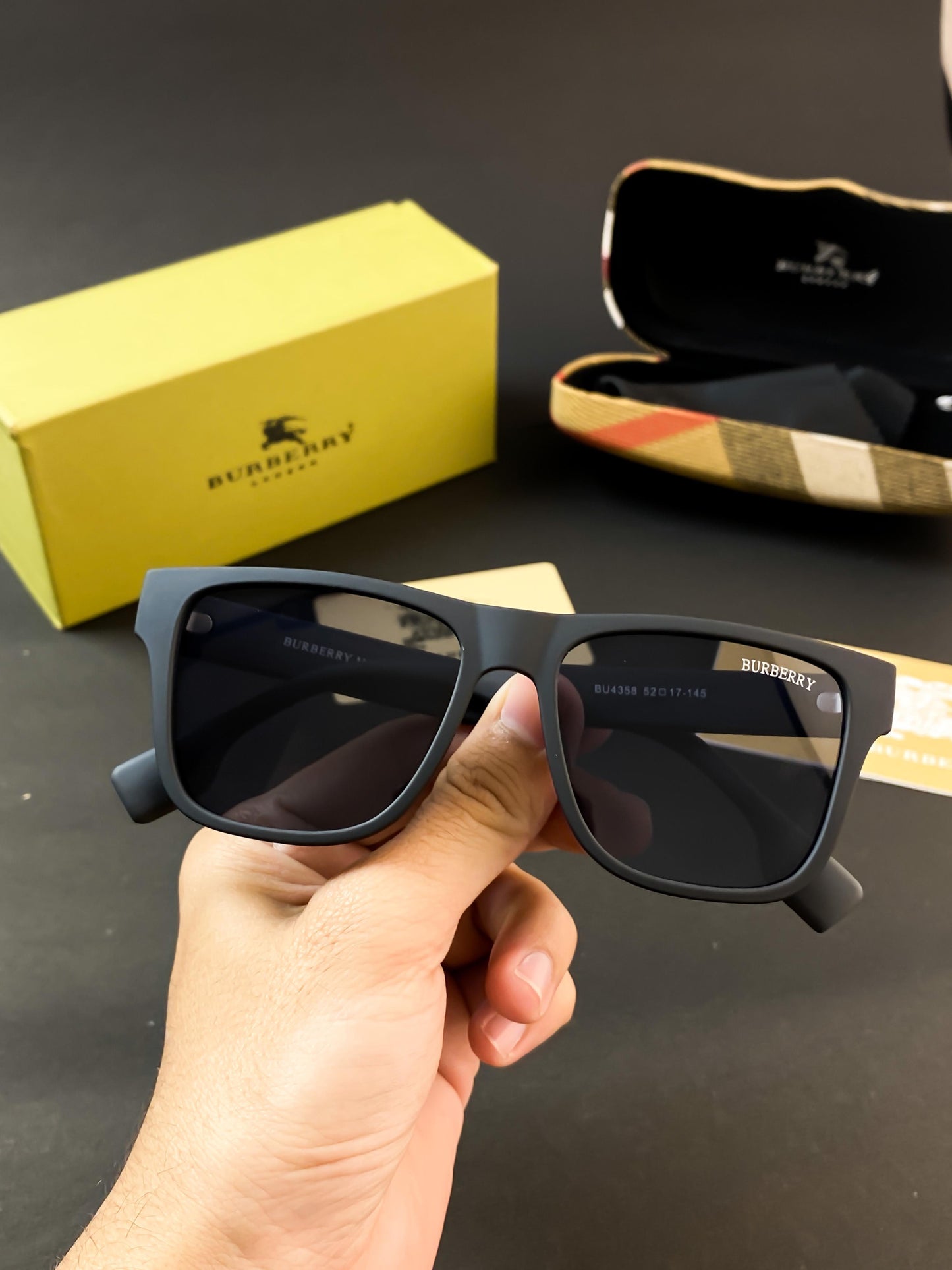 Fancy Bur-berry Black Square Sunglass