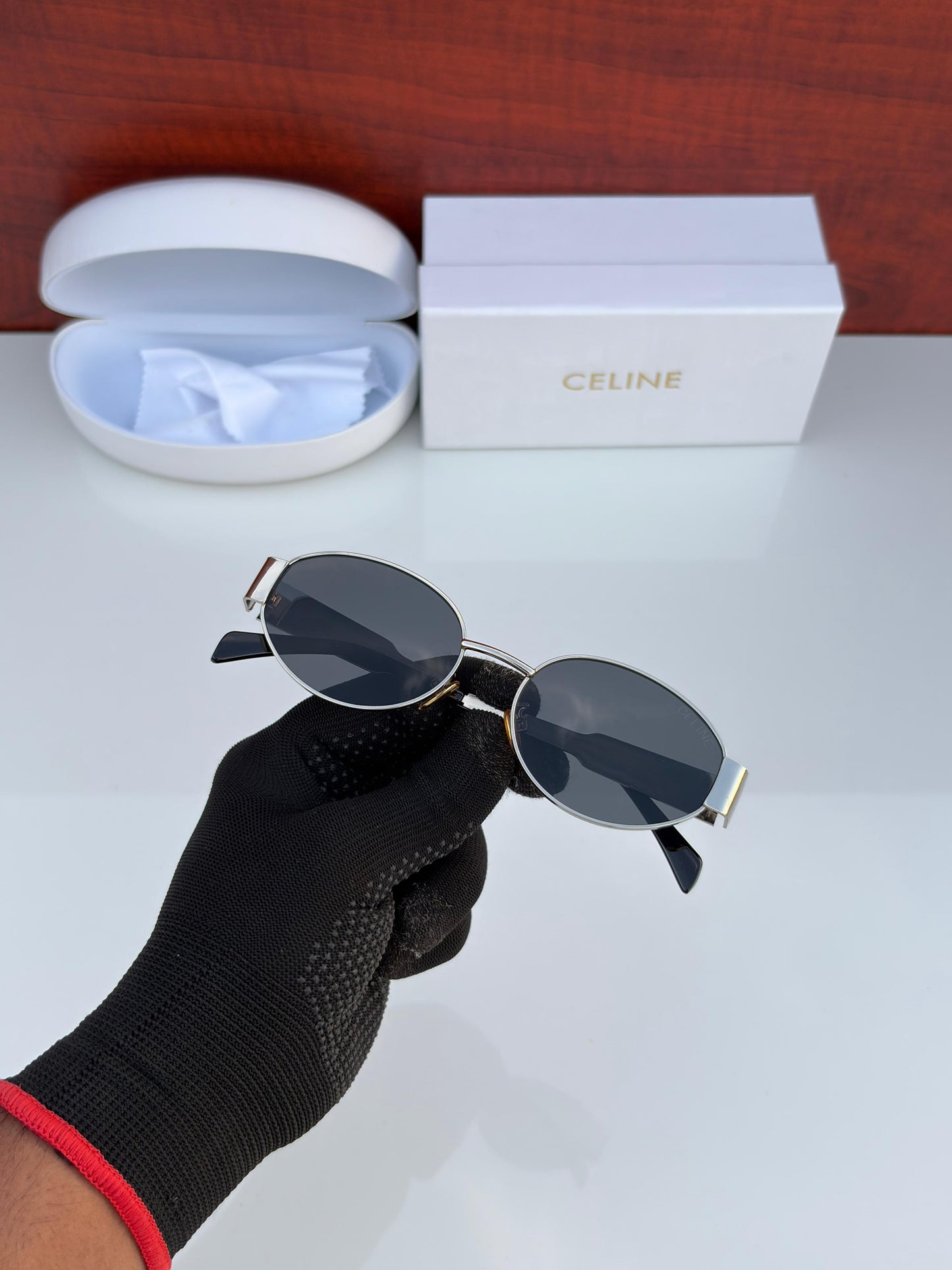 Celine Celebrities Black And SIlver Sunglass