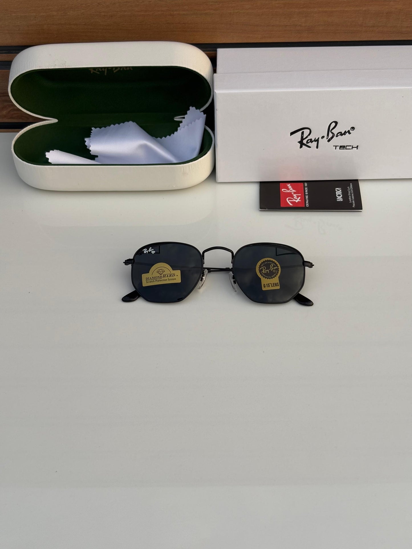 Fancy Ray Ban Round Shape And Black Frame Sunglasses