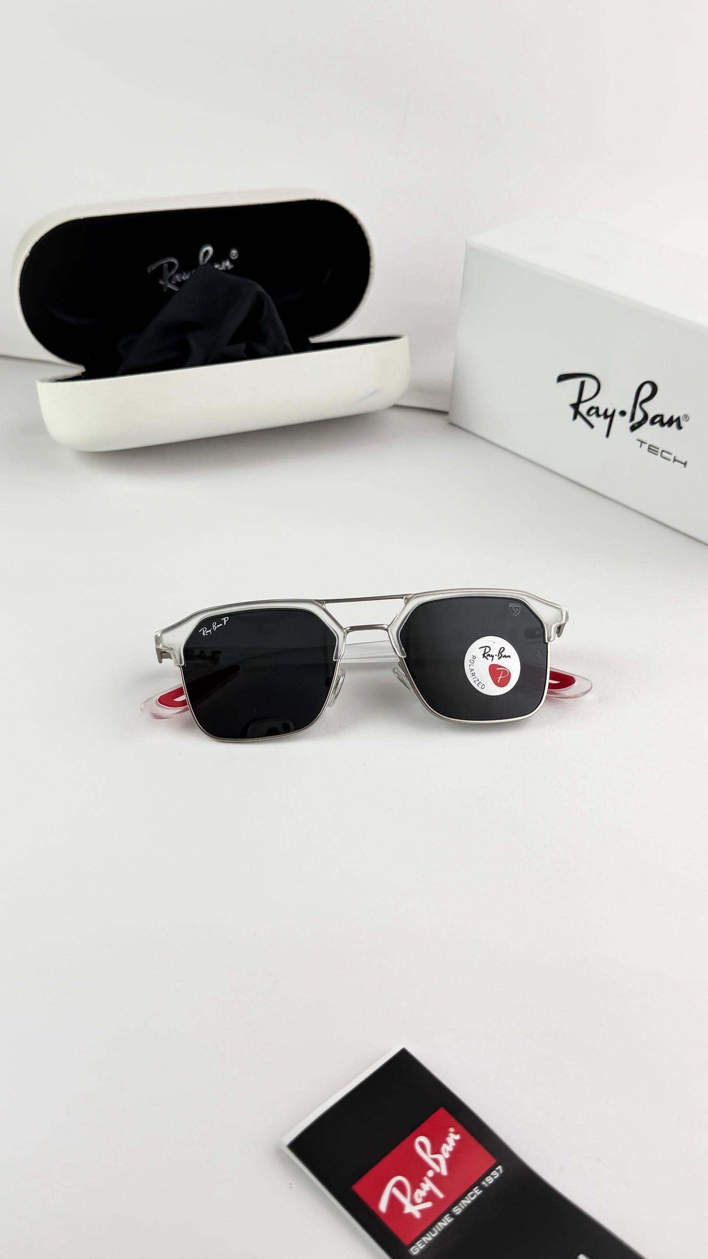 Branded Ray Ban White And Black Frame Sunglasses