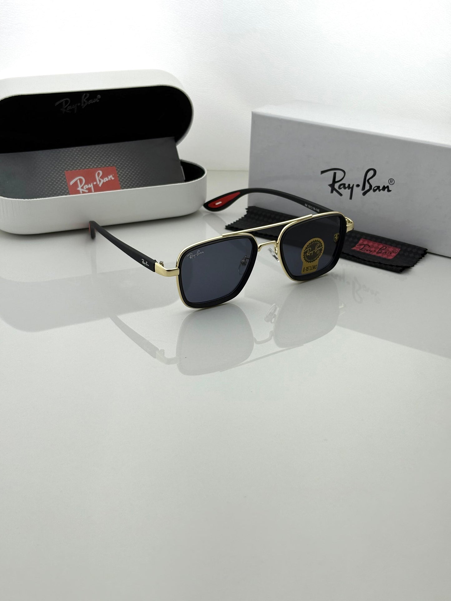 Affordable Ray Ban Black Shade And Gold Sunglasses