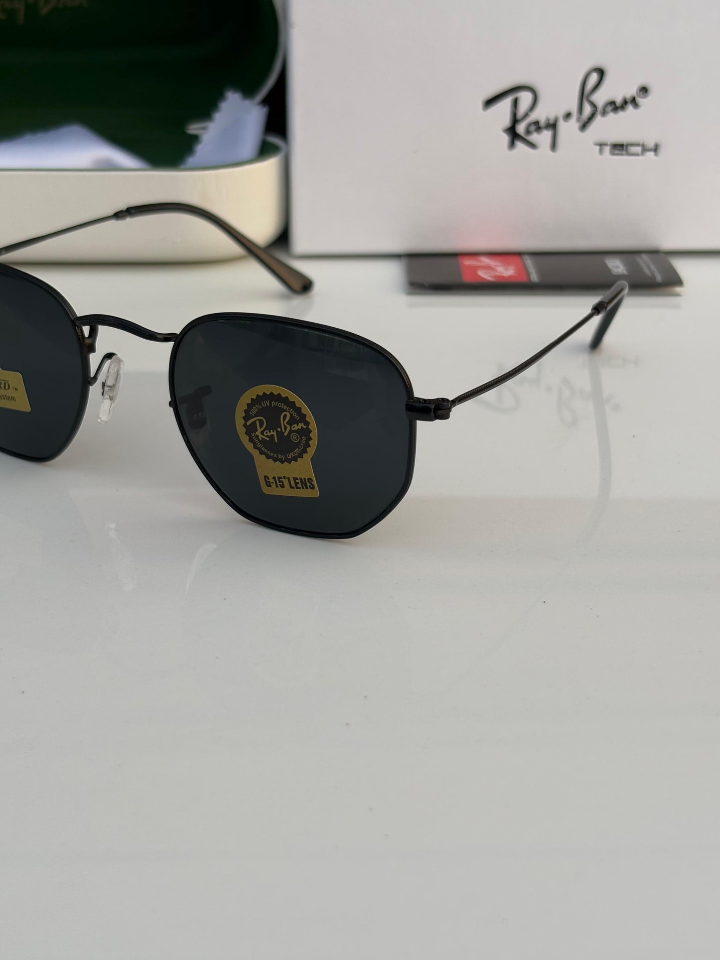 Fancy Ray Ban Round Shape And Black Frame Sunglasses