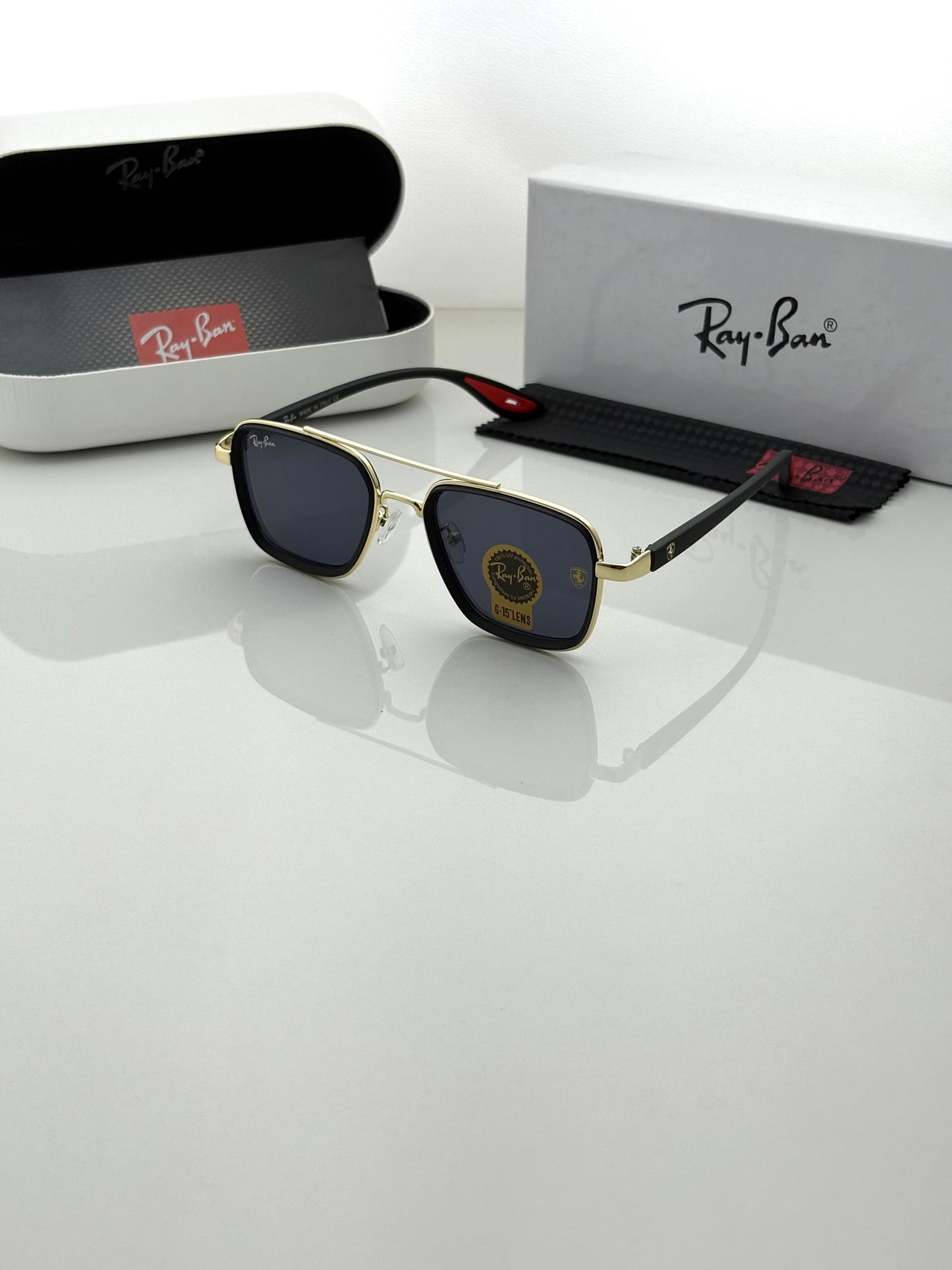 Affordable Ray Ban Black Shade And Gold Sunglasses