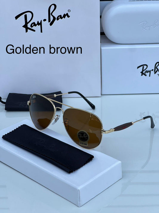 Ray Ban Brown Shade Aviator Unisex Sunglasses