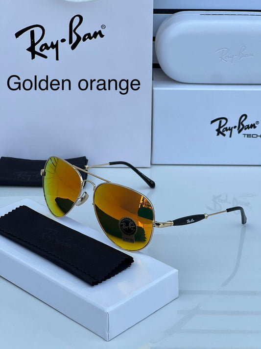 Ray Ban Golden Orange Glass Sunglasses