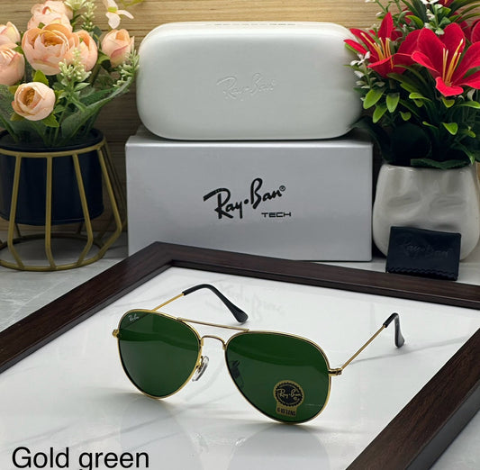 Ray-Ban Green Shade Golden Frame Sunglasses