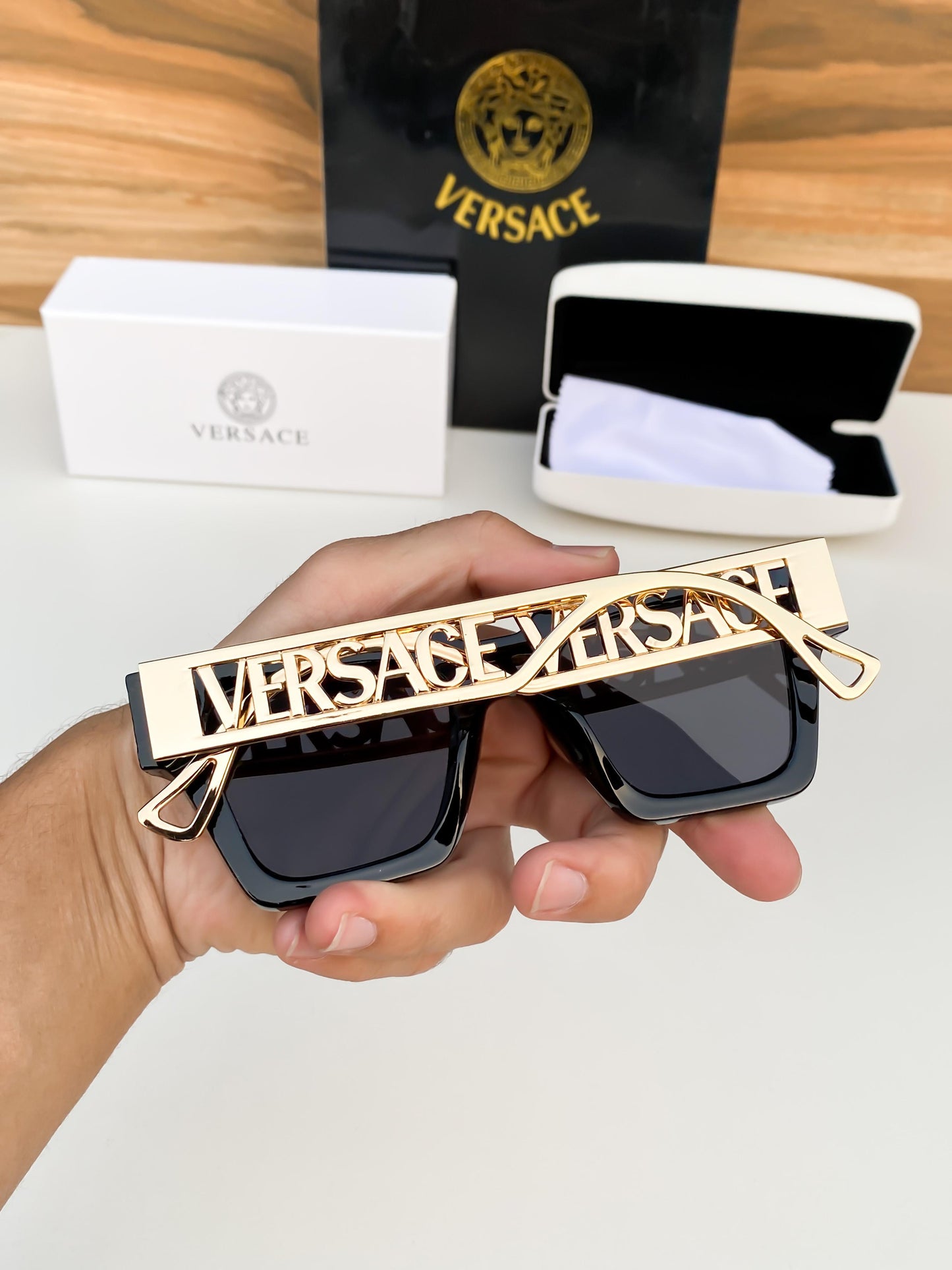 Premium Ver-sace Black Square Sunglass