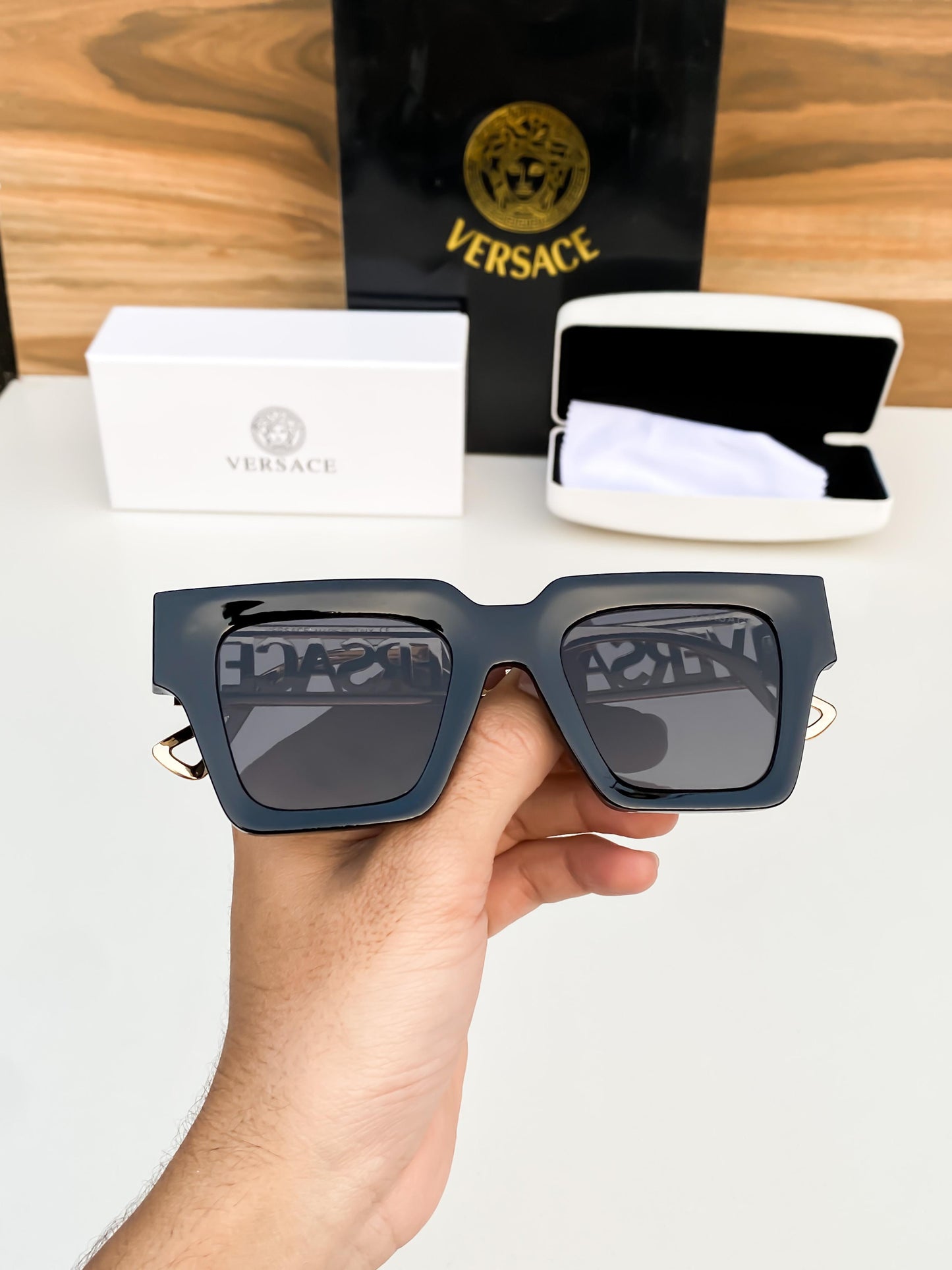 Premium Ver-sace Black Square Sunglass