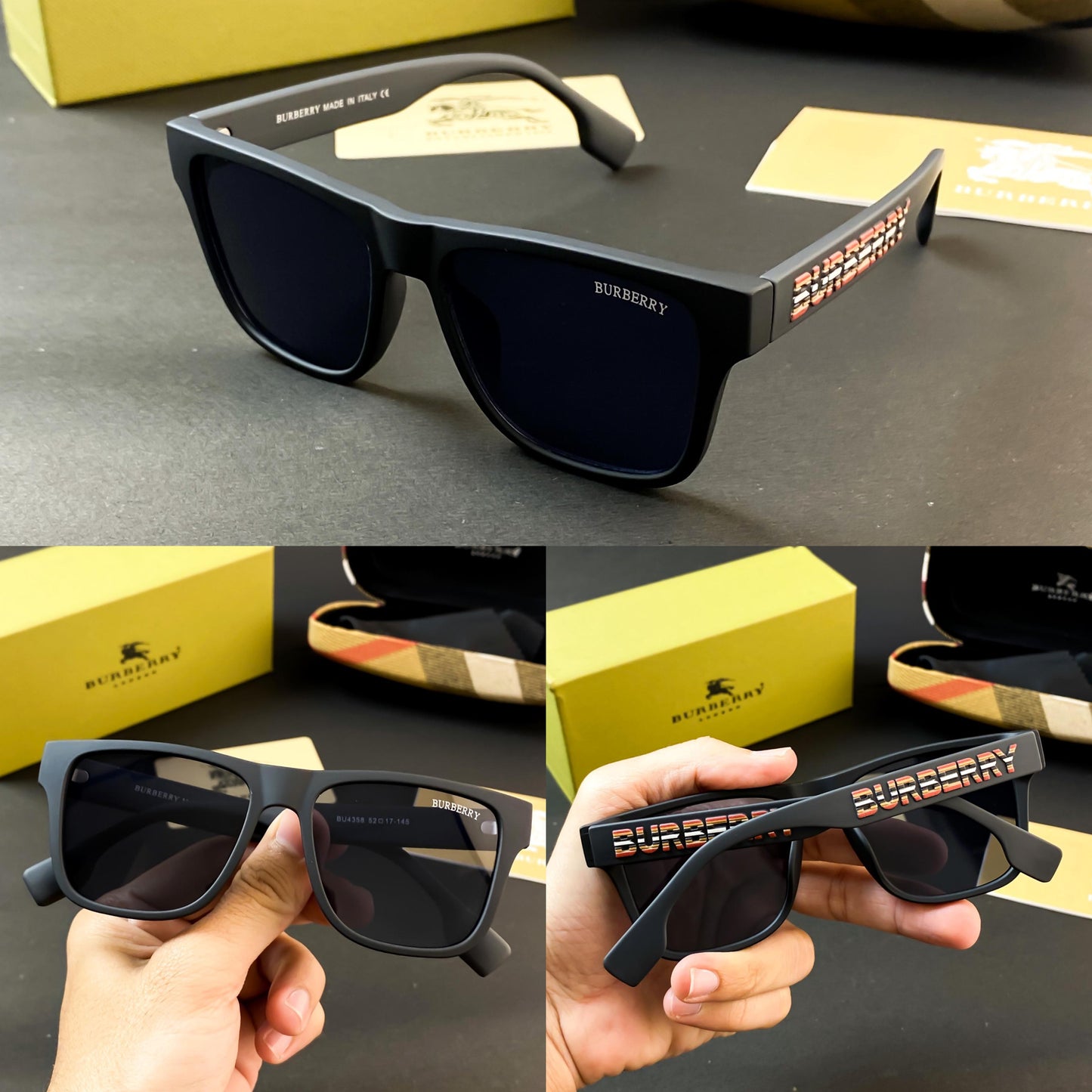 Fancy Bur-berry Black Square Sunglass
