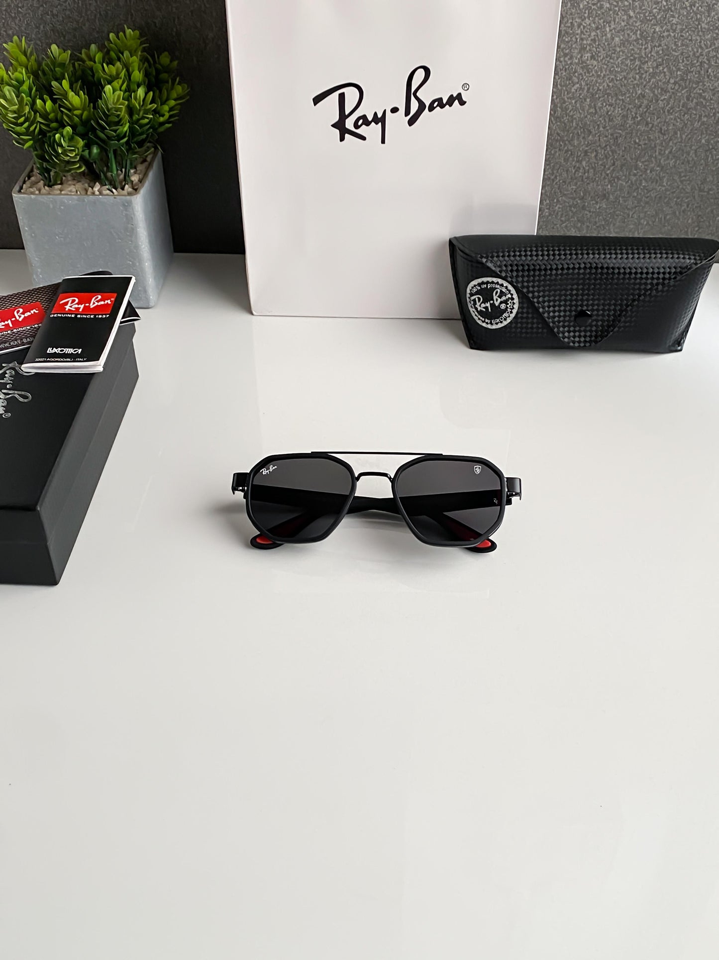 Branded Ray Ban Square Black Sunglasses