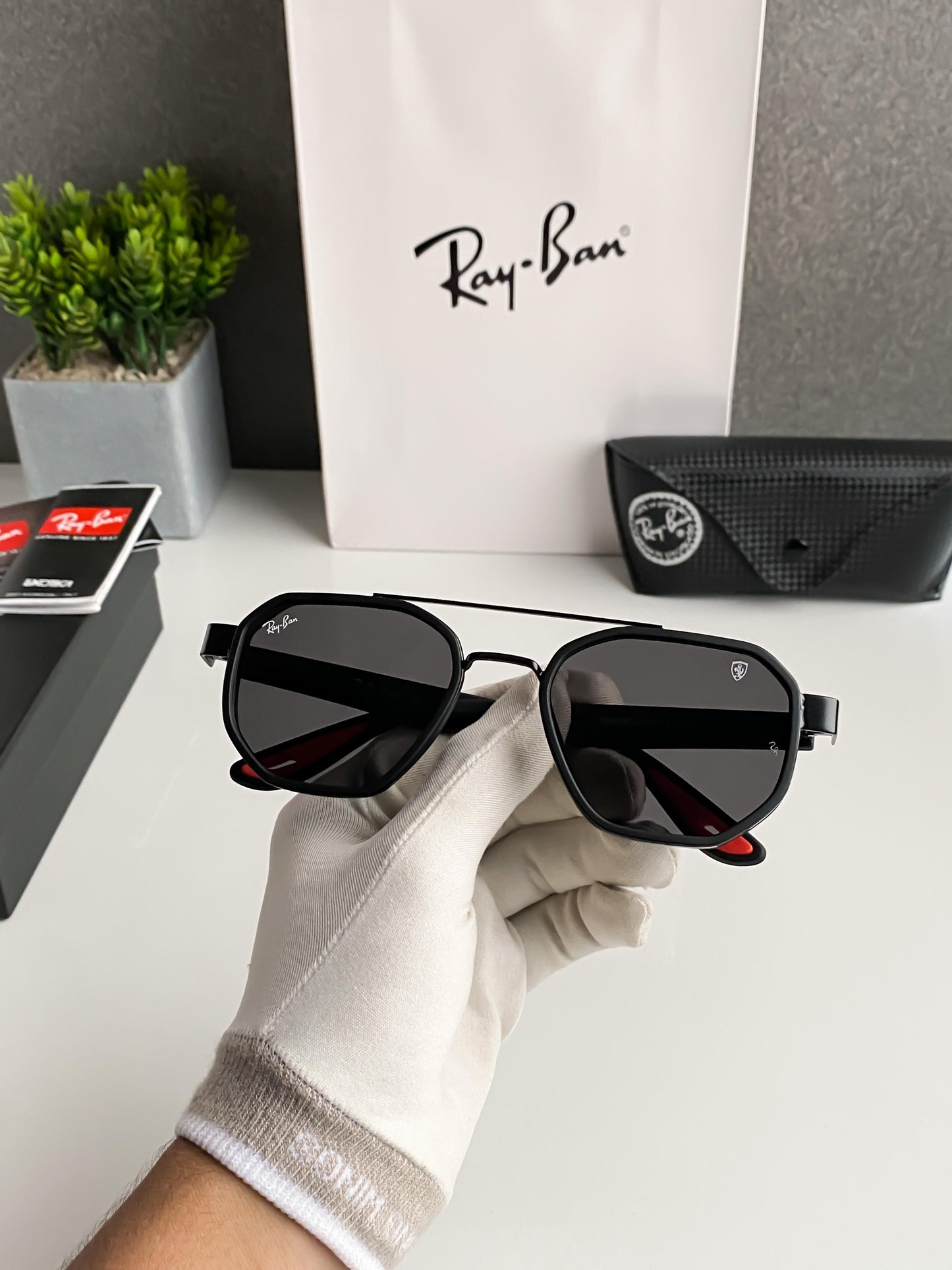 Branded Ray Ban Square Black Sunglasses