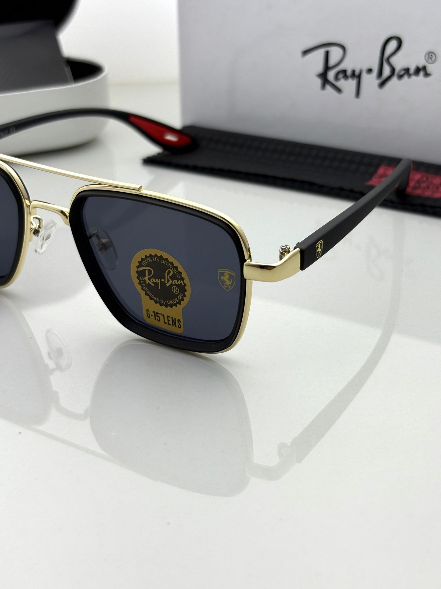 Affordable Ray Ban Black Shade And Gold Sunglasses