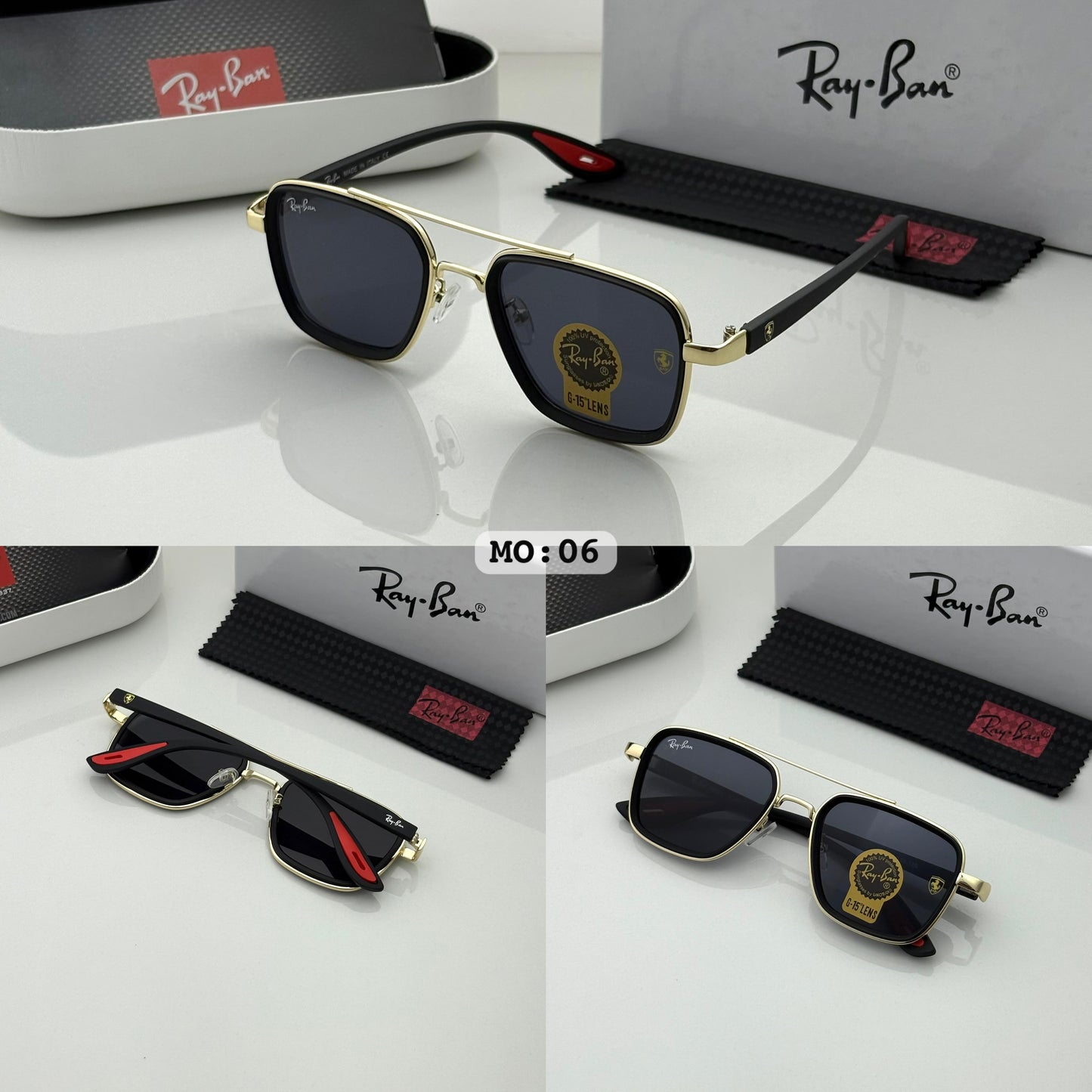 Affordable Ray Ban Black Shade And Gold Sunglasses