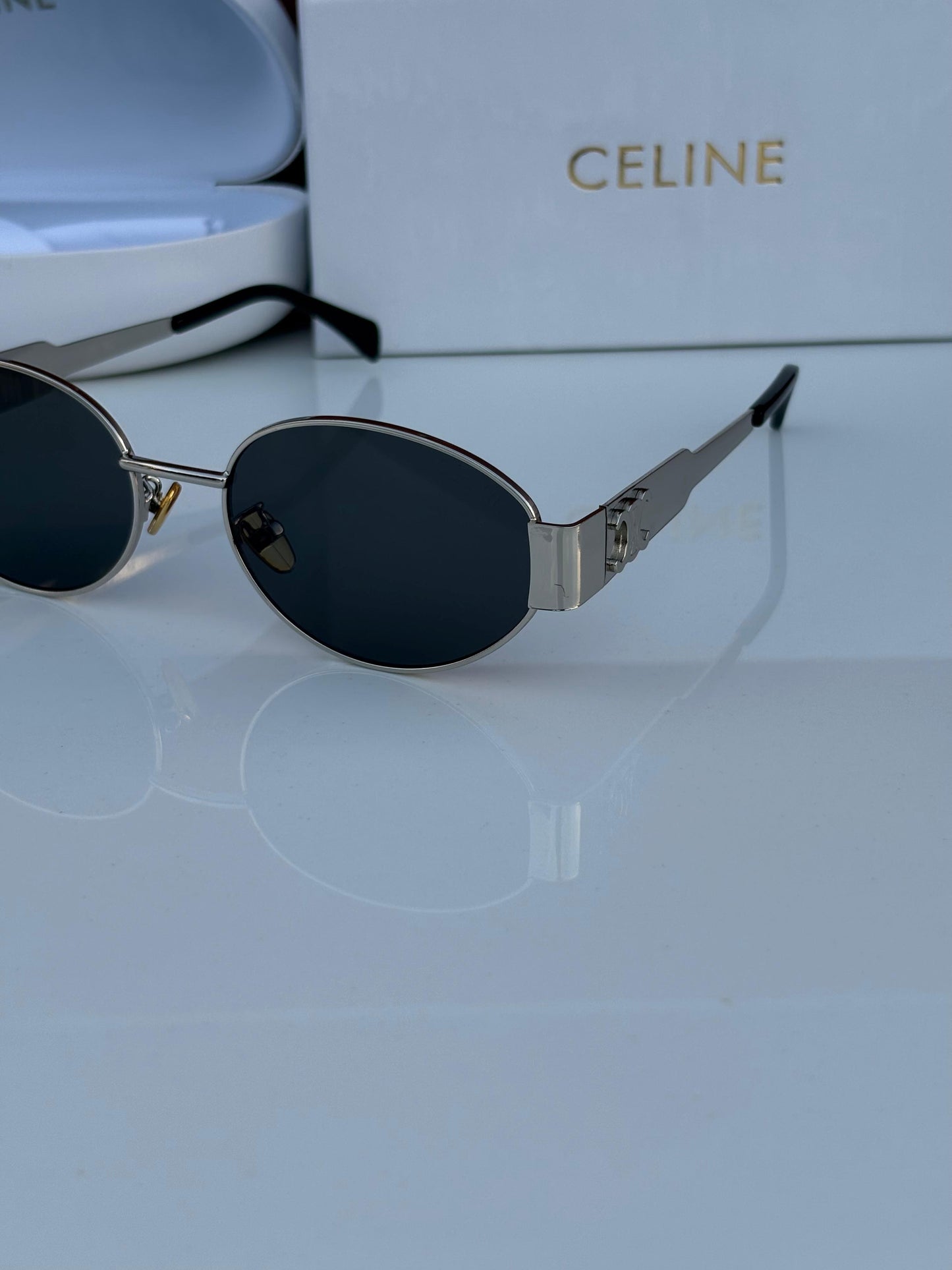 Celine Celebrities Black And SIlver Sunglass