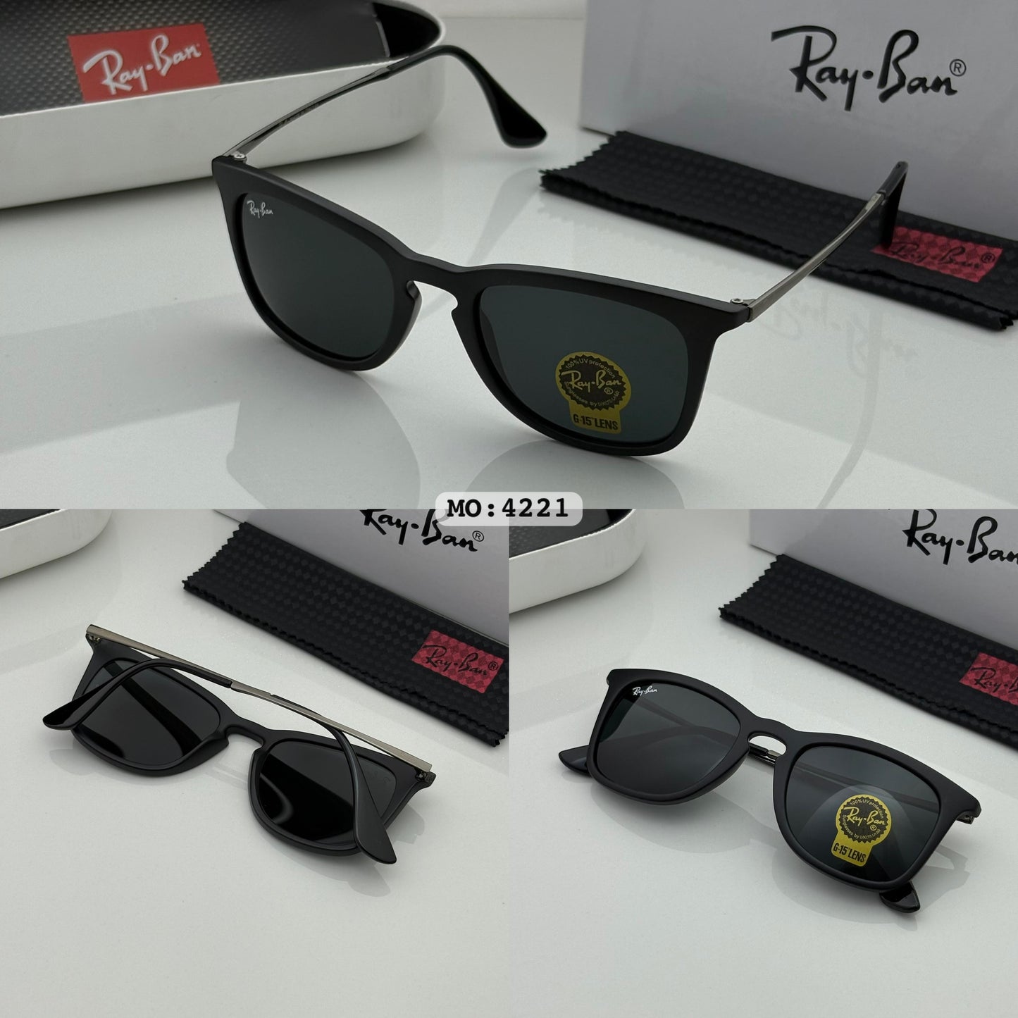 New Ray Ban Black Square Frame Sunglasses