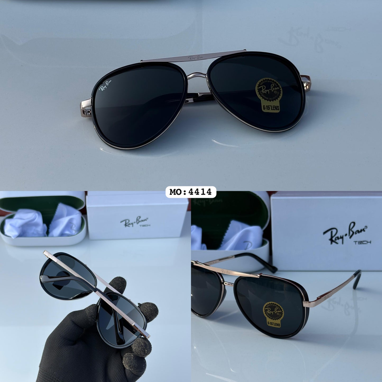 Classic look Ray Ban Black And Rose Gold Sunglasses
