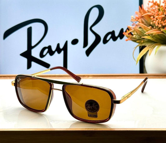 Exclusive Ray Ban Brown Shade And Gold Sunglasses