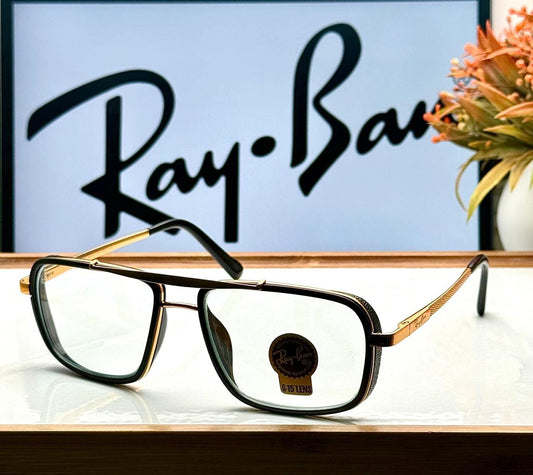 Ray Ban Transparent Lens Black and Gold Frame Sunglasses