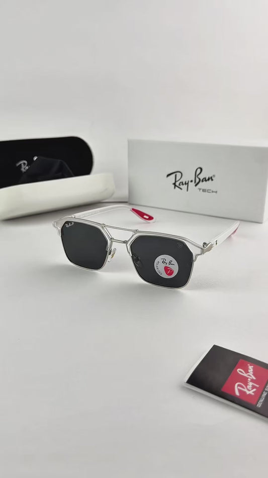Branded Ray Ban White And Black Frame Sunglasses